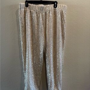 LOFT Silver Sequin Jogger Pants